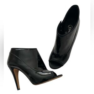 Authentic Chanel Patent Leather Peep Toe Booties
Size: 40
